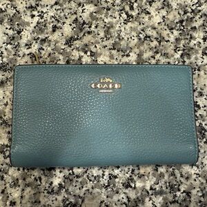 Coach Teal Slim Zip Wallet